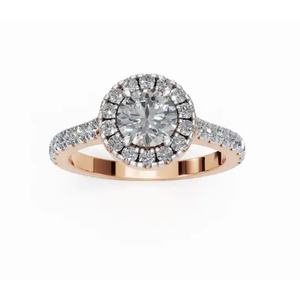 Elegante Anillo de Compromiso con Halo Redondo de Diamante Cultivado en Laboratorio, 1.109 Ct, Oro de 9, 14 y 18 Quilates, Joyería Fina al por Mayor, Exportación OEM - Product Image 6