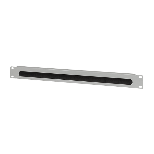 19 Inch Brush Cable Management Bar 1U Blanking Pass Through Panel, Brush Strip, Grey