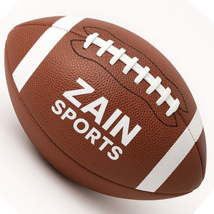 หนัง PU สีเทารักบี้มืออาชีพขนาด3 6 9อเมริกันฟุตบอลออกแบบโลโก้ได้ตามต้องการ - Product Image 2