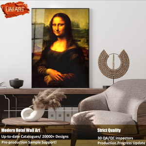Art Deco moderno vetro di cristallo <span class=keywords><strong>La</strong></span> <span class=keywords><strong>Gioconda</strong></span> arte della parete pittura su tela stampa decorazione per <span class=keywords><strong>La</strong></span> casa Lobby dell'hotel su misura Monna Lisa verticale - Product Image 2