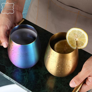 Verre à vin sans pied en cuivre au design moderne le plus vendu verre à vin extérieur en acier inoxydable poli brillant pour bière - Product Image 6