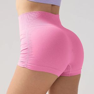NOVEDAD DE VERANO 2025, pantalones cortos de Yoga de tres partes plisados de cintura alta para mujer, ropa de abrigo para Fitness de melocotón para correr - Product Image 3