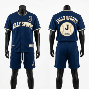 Ensemble short et maillot de baseball pour homme, 180 GSM, polyester mesh, design rose et bleu, logo sublimé. - Product Image 3