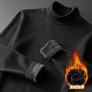 Pulls pour hommes décontractés en grande taille pour l'automne et l'hiver, mode, col roulé épais, t-shirts à double face en peluche, pull chaud en tricot pour hommes - Product Image 3