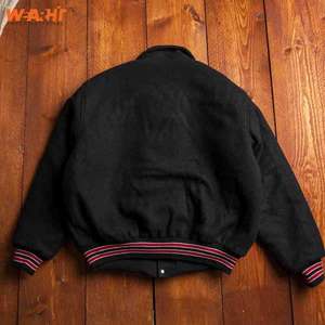 Veste universitaire de créateur OEM pour hommes avec écusson en chenille Vestes universitaires d'hiver en cuir avec broderie de baseball Logo personnalisé - Product Image 3