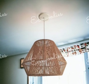 Modern Bamboo <b>Wicker</b> Lamp <b>Shade</b> Pendant <b>Light</b> Handmade Adjustable Hanging Bedroom Furniture for Bedroom Apartment Living Room - Product Image 6