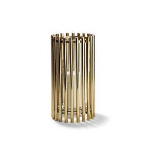 Porte-bougie cylindrique de luxe au design unique Royal Touch, en verre transparent avec finition métallique plaquée, pour la décoration de Noël à la maison - Product Image 3