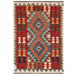 Alfombra Kilim de Maimana, Afganistán, 119 x 82 cm, Decoración de Pared - Product Image 1