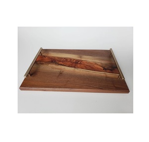 Bandeja de servicio de resina epoxi de madera de Río Plato de charcutería de resina rectangular de madera negra para forma cuadrada - Product Image 4