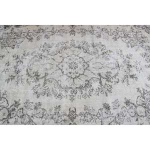 Alfombra Turca Vintage de 5.3x8.1 pies, Alfombra Grande de Lana con Diseño Floral Gris - Product Image 5