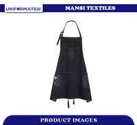 Tablier de Chef Unisexe en Denim Délavé de Luxe avec Sangle de Cou Réglable et Poches Avant – Idéal pour la Cuisine, les Restaurants, les Bars – Personnalisable