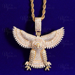 Collar con Colgante de Águila Dorada Iced Out, Colgante de Águila Micro Pavimentado con Zirconia, Colgante de Águila con Diamantes de Zirconia, Joyería Hip Hop para Hombre, Regalo para Él - Product Image 1