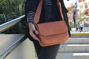 Women's Vintage Style LCBB-0199 Single Shoulder Crossbody Bag Long and Short <b>Strap</b> Multi-Layer Capacity for Business - Product Image 2