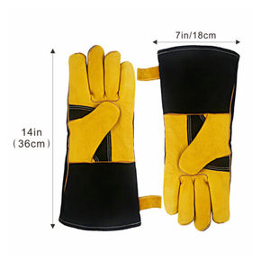 ถุงมือเชื่อมทิคแขนยาวและข้อมือปรับได้ปลอดภัยและทนทานถุงมือเชื่อม TIG หนังแพะและหนังวัว - Product Image 4