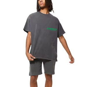 Conjunto de Pantalones Cortos Holgados 100% Algodón para Hombre, Conjuntos Cortos de Verano al por Mayor, Camisetas Transpirables de Secado Rápido y Elegantes para Hombre - Product Image 3