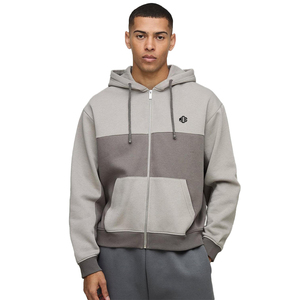 Two Tone Grey Heavyweight 100% Cotton Fleece <b>Zip</b> <b>Hoodies</b> Men Oversized Fit 410 GSM Winter Quick Dry Breathable OEM Manufacturer - Product Image 1