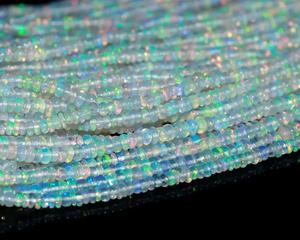 Collar de cuentas Rondelle facetadas lisas de ópalo Natural etíope 100% alta calidad 3mm joyería hecha a mano blanco 16 fabricación de joyas - Product Image 1