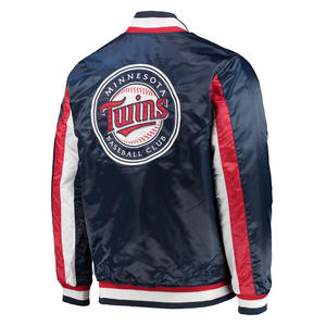 Minnesota <b>Varsity</b> Satin Raglan <b>Jacket</b> Navy/Red Full-Snap <b>Vintage</b> College Letterman Baseball Silk Embroidered Dyed <b>Varsity</b> <b>Jacket</b> - Product Image 3