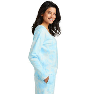 Sudadera con tinte de corbata azul cielo para mujer, jersey de cuello redondo de poliéster de algodón suave, Top de salón informal para uso en otoño e invierno - Product Image 4