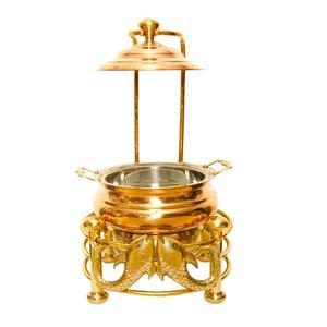 Chauffe-plat en laiton couleur or avec couvercle suspendu chauffe-plat de la plus haute qualité à prix abordable - Product Image 4