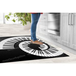 Tapis Paino Keys, tapis noir et blanc, tapis imprimé, tapis doux non tissé - Product Image 3