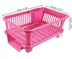 Escurridor de platos de cocina de plástico duradero con bandeja de drenaje ganchos laterales para palillos cucharas frutas y verduras - Product Image 5