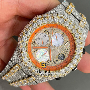Reloj cronógrafo de dos tonos para hombre, corte brillante mejorado, diamantes de claridad VVS, Diamantes de moissanita de estilo Hip Hop de acero alto - Product Image 2