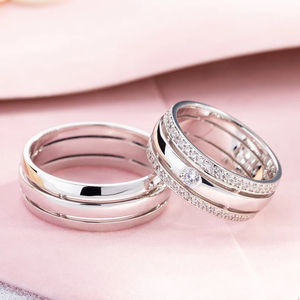 แหวนหมั้นทรงกลมแบบคลาสสิกประดับโมอิสซาไนต์  วัสดุสแตนเลส ลายเรขาคณิต พร้อมใบรับรอง IGI - Product Image 1