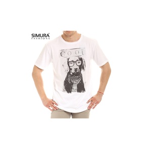 SIMURA <b>Men's</b> White <b>Cool</b> Dog Print Casual <b>T</b>-<b>Shirt</b> Short Sleeve O-Neck Regular Fit Cotton Jersey Breathable Character Design - Product Image 1