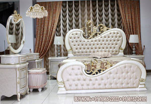 Muebles de Dormitorio Tallados a Mano de Estilo Francés, Muebles de Dormitorio de Lujo con Acabado Blanco Tallado, Juego de Dormitorio Tamaño Queen Tallado a Mano - Product Image 2