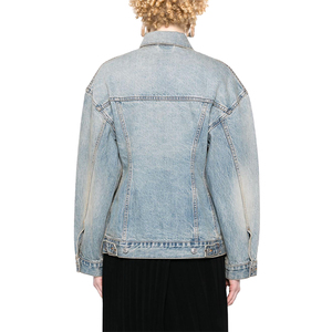 Vente en gros Veste en jean en cuir extensible déchiré pour femmes personnalisée Surdimensionné Poches à manches longues Rivet Décoration Coton Nylon - Product Image 4