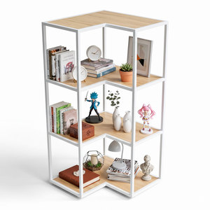 Estante de Pared Esquinero de 4 Niveles KGT68027, 60x60x120cm, Madera Contrachapada con Estructura de Hierro, Tipo Soporte, Almacenamiento para Sala de Estar o Dormitorio - Product Image 2