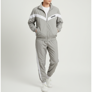 ชุดกีฬามีซิปพิมพ์ลายสำหรับฤดูหนาวผ้าคอตตอนแบบลำลองชุดวอร์มกันลมเย็บปะติดเสื้อบล็อคสีเป็นมิตรกับสิ่งแวดล้อม2ชิ้น - Product Image 3