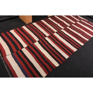 Traditional <b>Red</b> Black Patchwork <b>Wool</b> Rug 4.8 X 10.1ft Large Area Turkish Rectangle Hallway for Teen Latex for Room Bedside Use - Product Image 2