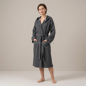 Peignoir d'été Stonewash unisexe 100% coton, col en V, fermeture à cordon, respirant, séchage rapide, léger, fabriqué en Turquie, le meilleur - Product Image 1
