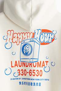 Sweat-shirt à capuche en coton mélangé coupe ample imprimé avec cordon de serrage pour hommes, manches longues, épaules tombantes, kangourou, hiver - Product Image 4