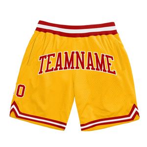 Industrie Direct Engro Sportswear Basketball Shorts Custom Gold Red-White Authentic Throwback Basketball Shorts - Product Image 1