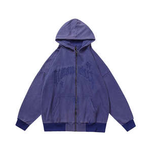 Ropa de calle para hombre con cremallera de gran tamaño Sun Faded Hoodies 100% sudaderas con capucha de algodón con marca y etiqueta personalizada - Product Image 2