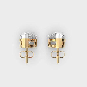 Boucles d'oreilles solitaire classique plaquées or 10 carats diamant cultivé en laboratoire taillé rond élégant pour un usage quotidien des femmes - Product Image 3