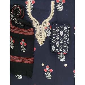 Salwar Kameez de Algodón Estampado sin Coser, Vestido Indio de Estilo Pakistaní para Fiestas, con Cuello y Material de Tela Lawn - Product Image 1