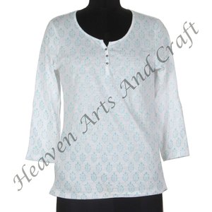 Tay Khối In Áo Giản Dị In Thoải Mái Hàng Đầu Bãi Biển Sexy Kurti Quần Áo Tay Khối Jaipuri Sanganeri In Thiết Kế - Product Image 5