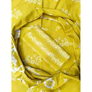 Traje Salwar Kameez de Algodón Puro Estampado Color Mostaza para Mujer, Estilo Indio, para Uso Diario o Fiestas, SHKS1195 - Product Image 1