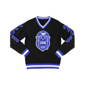 Maglione personalizzato Zeta Phi Beta maglione nero con scollo a V in maglia 30% 70% di lana acrilico greco fornitore di abbigliamento di vita - Product Image 1