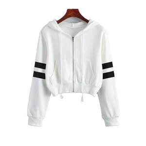 Sweat à capuche zippé court pour femme Sweat à capuche orange avec design de ceinture de sac - Product Image 6