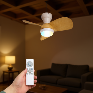 พัดลมเพดาน LED ปรับอุณหภูมิสีได้ ขนาด 58 ซม. พร้อมตกแต่งลายไม้ - Product Image 3
