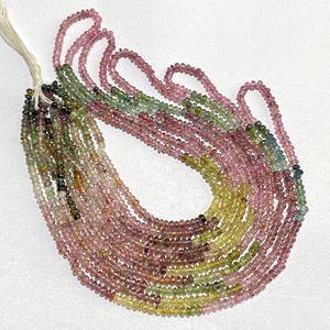 Perles en forme de Rondell multi-tourmaline Pierre précieuse naturelle pour la fabrication de bijoux-Perles de pierre en gros - Product Image 2