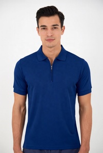 Camisa Polo de Manga Corta para Hombre, Personalizada, Casual y de Negocios, con Cierre de Cremallera y Cuello de Tela Piqué de Primera Calidad, al por Mayor - Product Image 3