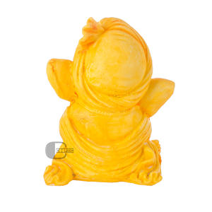 Polyresin Yellow Ganesh Ji <b>Statue</b> Model Handmade Hand-painted Traditional Religious Decoration Pooja Wedding Home Fond Indian - Product Image 3
