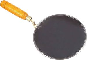 9 Inch Iron <b>Tawa</b> Cookware with Wooden Handle Roti and Chapati Maker Stainless Steel Tong and Chimta-Premium Utensils - Product Image 2