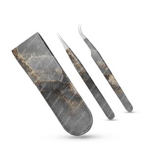 Vente en gros de faux cils en acier inoxydable Outils avec logo personnalisé Pochette Emballage Beau design Pince à épiler d'extension de cils pointus - Product Image 4